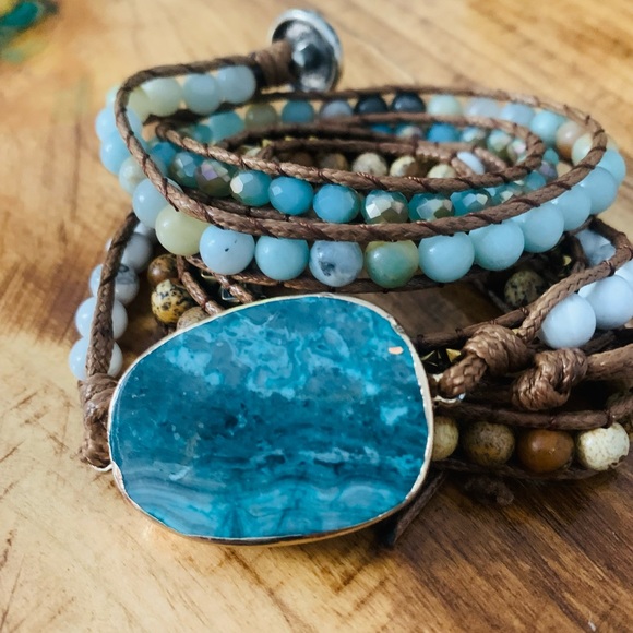 Wrist wrap multi semi precious stone BRACELET - Picture 4 of 6